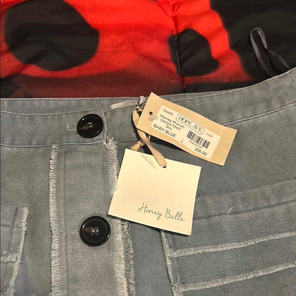 Honey Belle Blue A-Line Mini Skirt Casual - Picture 2 of 6